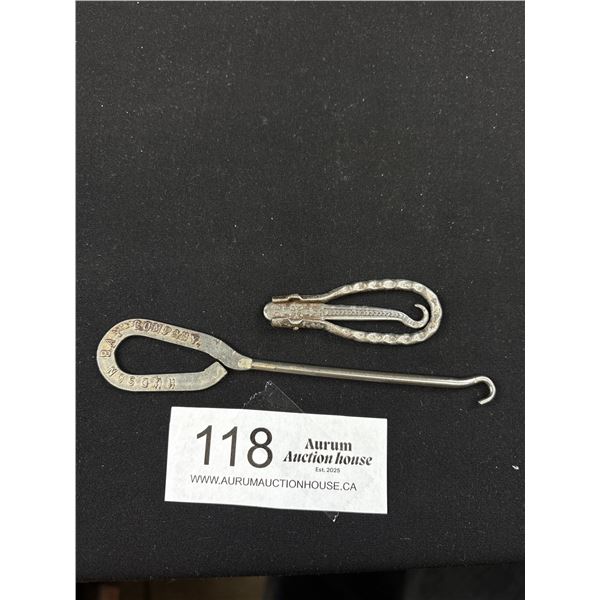 2 Antique Button Hooks (1 Folding)