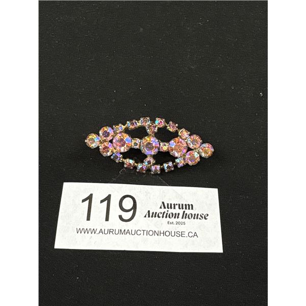 Signed Vintage "Coro" Rhinestone Brooch 2.5" Long