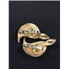 Image 3 : 3Pc Signed "Trifari" Gold Tone Brooch + Earrings Set 1960's
