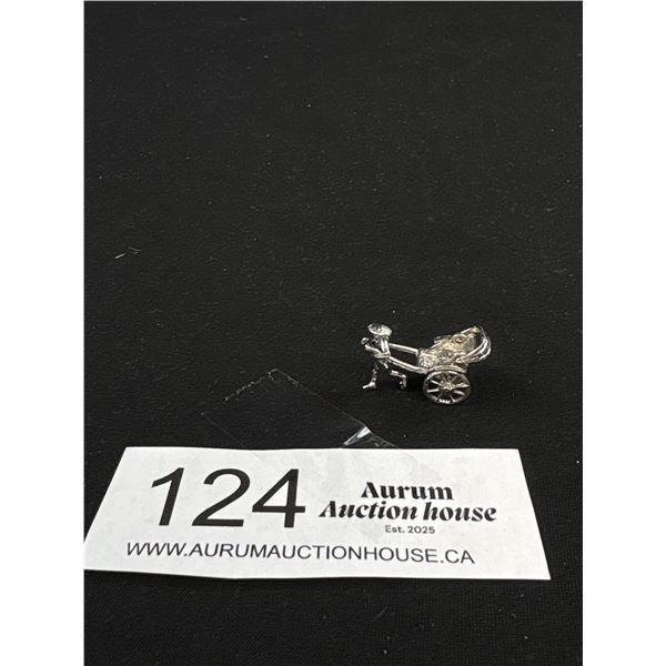 Sterling Silver Rickshaw Pendant/Charm with Moving Parts