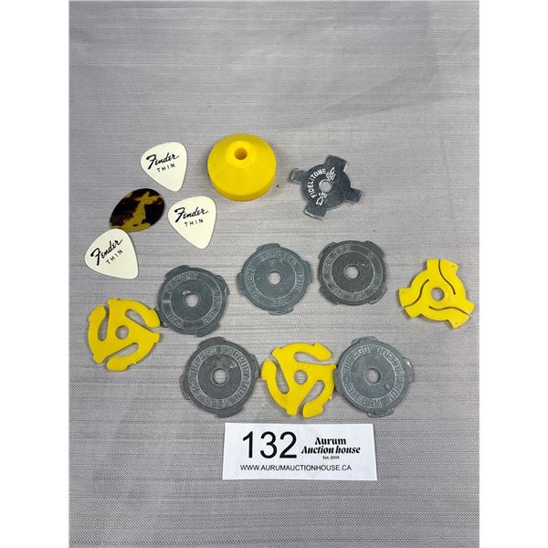 Lot of Guitar Picks + 45 Record Inserts