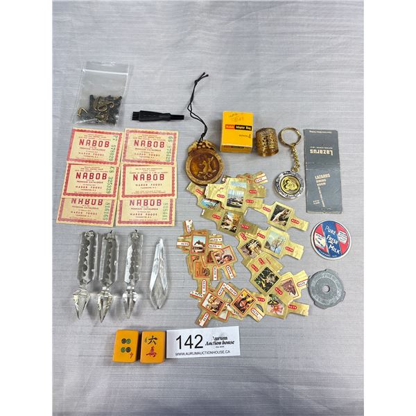 Small Box Lot of Vintage Bits + Pcs (Crystal, Cigar Labels, etc)
