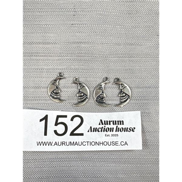 4 Sterling Man in the Moon Charms/Pendants