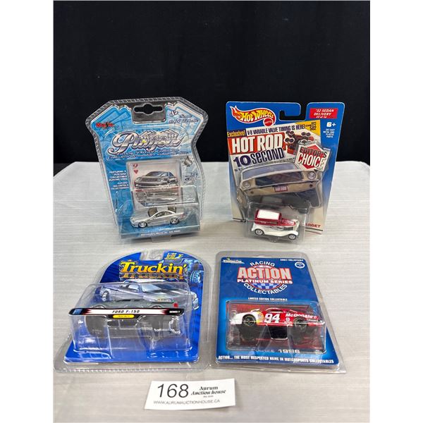 Lot of 4 Diecast Cars in Original Packages Hot Wheels Etc
