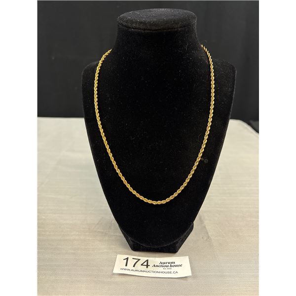 Vintage Solid Quality Gold Plated Rope Chain Necklace