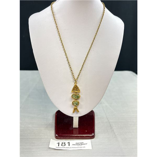 Genuine Jade Anticulated Fish Pendant Large Solid Quality C.1970