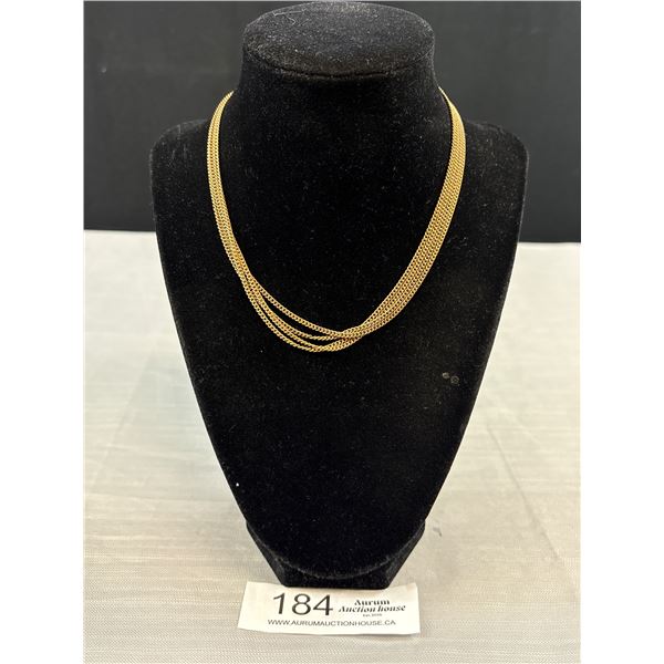 Antique Art Deco 1920's Rose Gold 4x Strand Necklace, Original Antique Clasp Marked w/ Makers Mark o