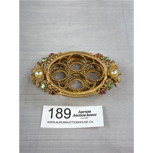 C.1970s Signed Florenza Designer Rhinestone Lipstick Holder