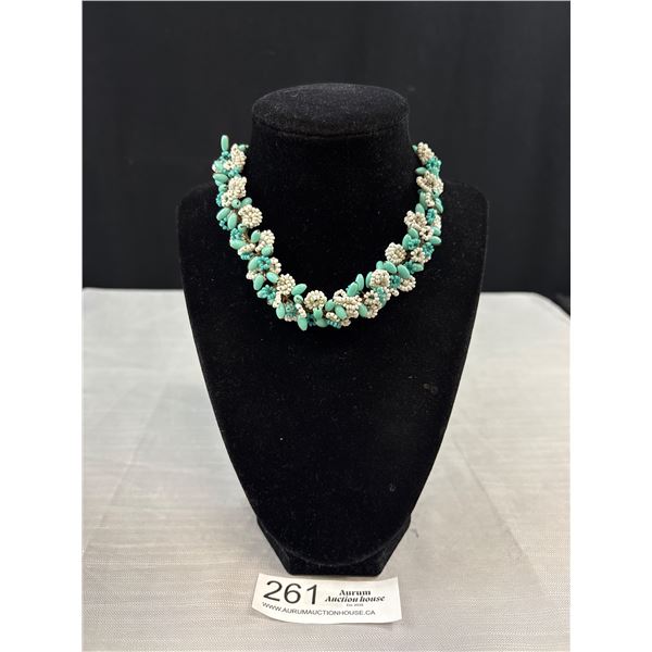 Antique c.1920s Unsigned Designs Glass Bead Collar Necklace Haskell?