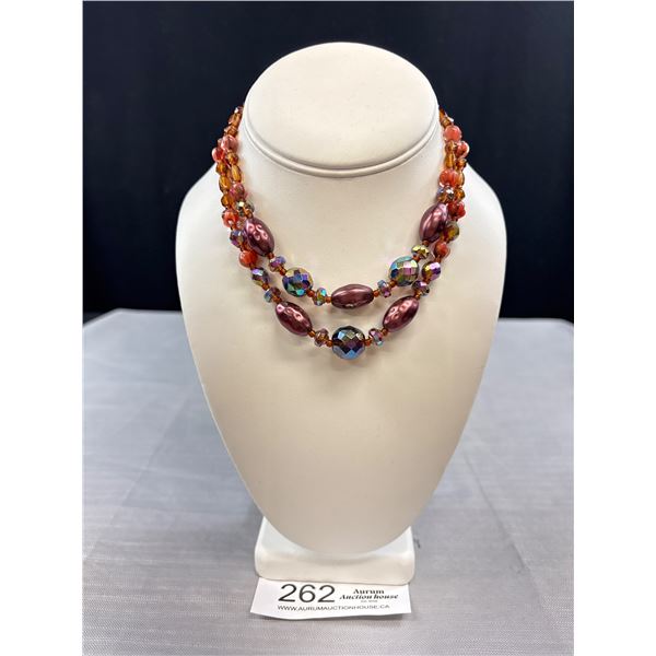 Quality Unique Colour Glass Bead Necklace Signed Germany