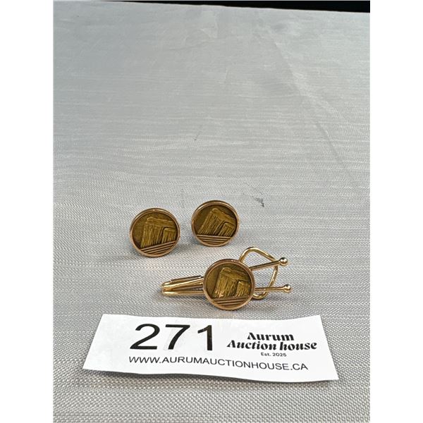 Very Heavy Gold Cufflink Set Marked 12KGF