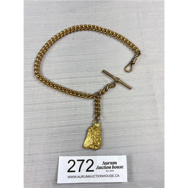 Antique Victorian Gold Tone Nugget Watch Chain Heavy