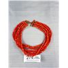 Image 2 : Unsigned Designer Chunky Coral Colour Faceted Bead Necklace Heavy! Beauty C.1920s