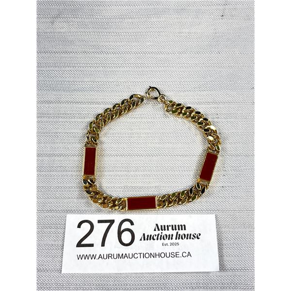 Heavy Vintage Men's Gold Plated - Link Bracelet Quality Enamel Links