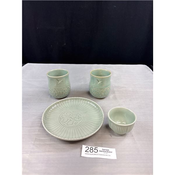 Lot of 4 Vintage Celadon Dishes
