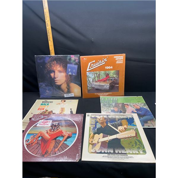 Lot of 6 Vintage Records Barba Streisand, Pete Seeger, Nice Cover Art