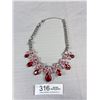 Image 3 : Massive Vintage Red + Pink Rhinestone Necklace Show Stopper!