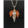 Image 2 : Vintage Silver Gold Plate Rhinestone Angel Necklace