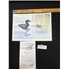 Image 1 : 13" x 9.5" Signed West Coast Native Print Loon and Chick by Sue Coleman with Paperwork