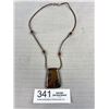 Image 2 : Vintage Choker Necklace w/ Unusual Stone Pendant, 16" Length