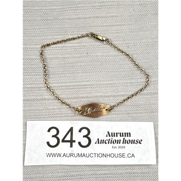 Vintage Gold Filled Sterling Silver Designer Bartlett Dainty Bracelet, Marked Ecco, Gold Filled, Ste