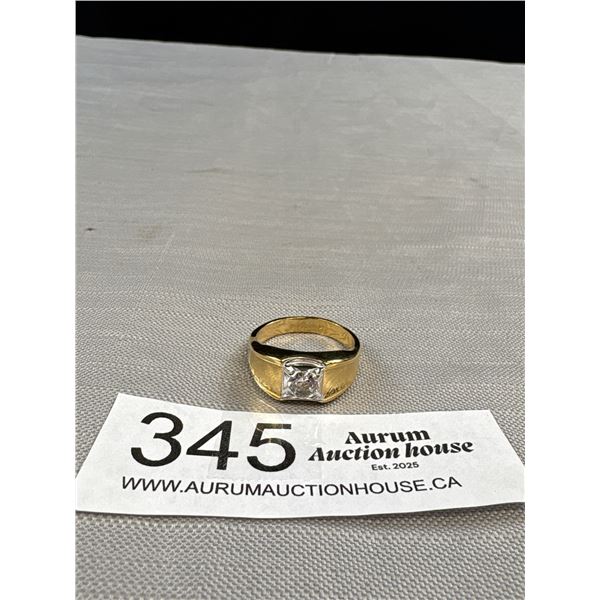 Gold Gents' Ring, Size 10 1/2, Marked Inside Shank Gold Plated