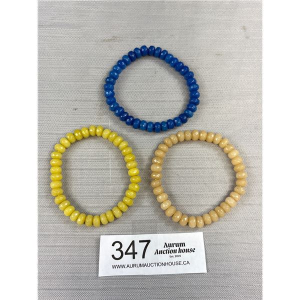 3 Faceted Rondelle Stone Beads Bracelets