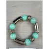 Image 2 : Large Blue + Silver Beads Bracelet