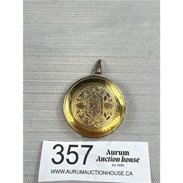Vintage Hinged Picture Locket Pendant, 1 1/2" Diam.