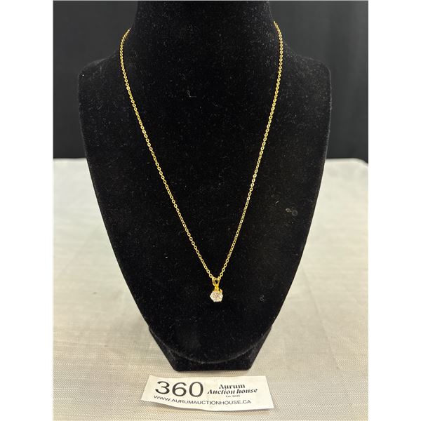 Gold Plated Chain CZ Pendant Necklace