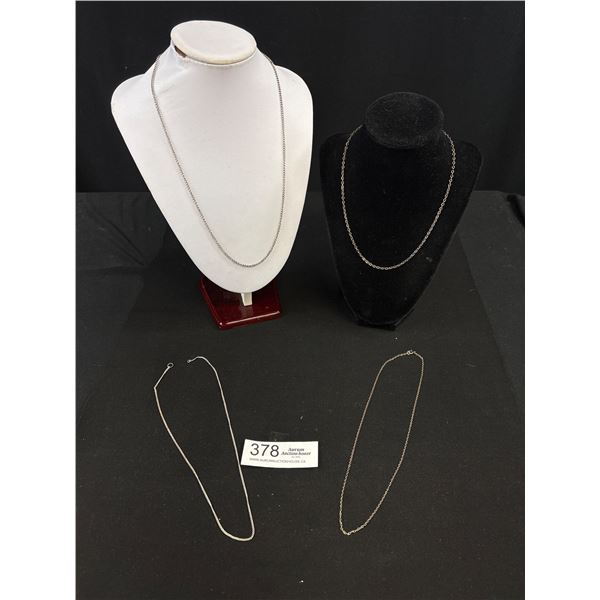 4 Unmarked Vintage Silver Tone Chains