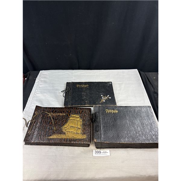Lot of 3 Antique Photo Albums Mostly Full of Old Photos