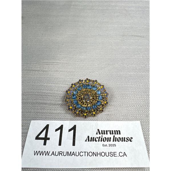 Antique Victorian Brooch Forget Me Not Enamel Flowers c.1900