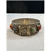 Image 2 : Vintage Genuine Agate Stone Silver Wide Bangle, Eye Catching