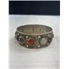 Image 3 : Vintage Genuine Agate Stone Silver Wide Bangle, Eye Catching