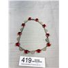 Image 2 : Genuine Antique Art Deco 1920's Ruby Glass Necklace Signed Czechoslovakia Nice!