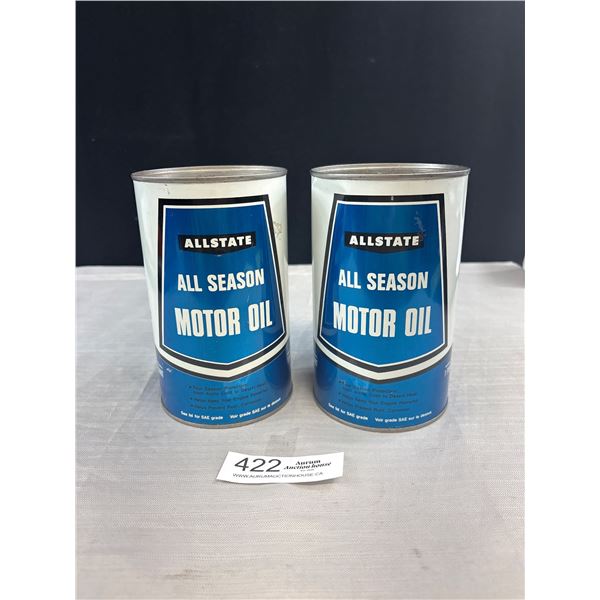 2 Full All State Motor Oil Tins