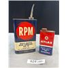 Image 1 : Vintage RPM Lubricant Tin + Atlas Brake Fluid Tin