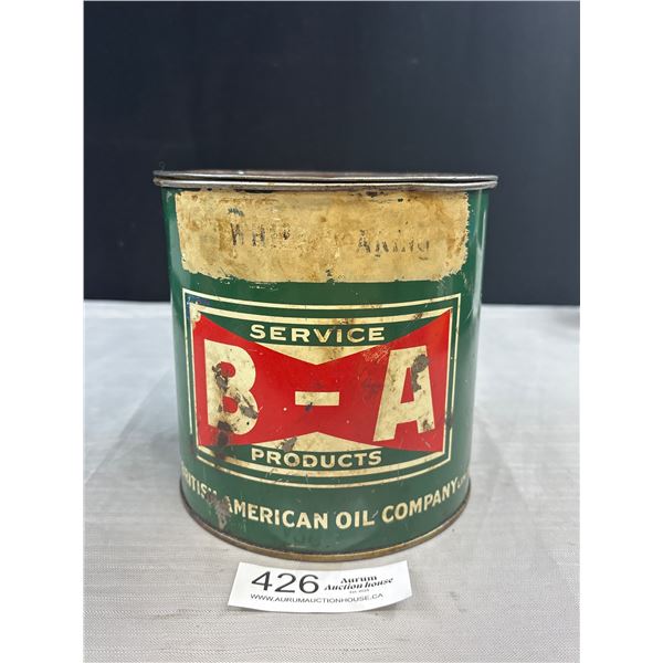 Empty B-A Bowtie 5lb Grease Tin Empty