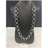Image 1 : Heavy + Extreme Length Silver Tone Link Necklace, 30" Length