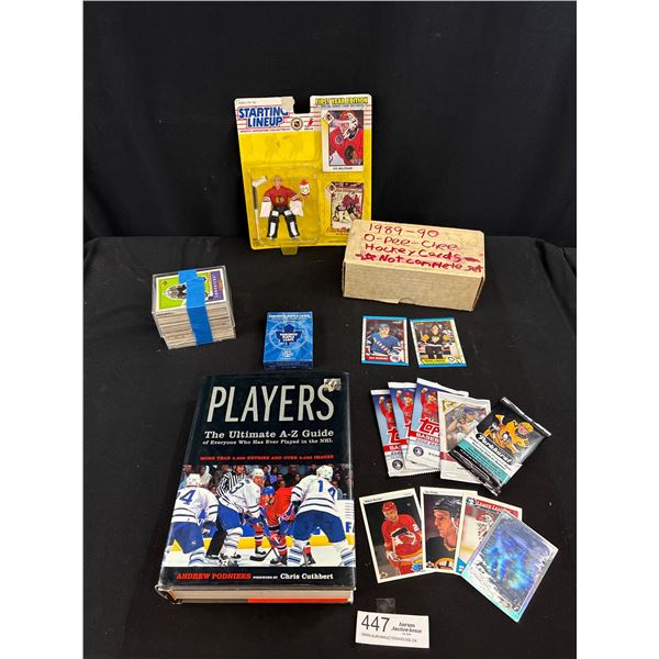 Collectible NHL Hockey Lot, Trading Cards Figure and a Book