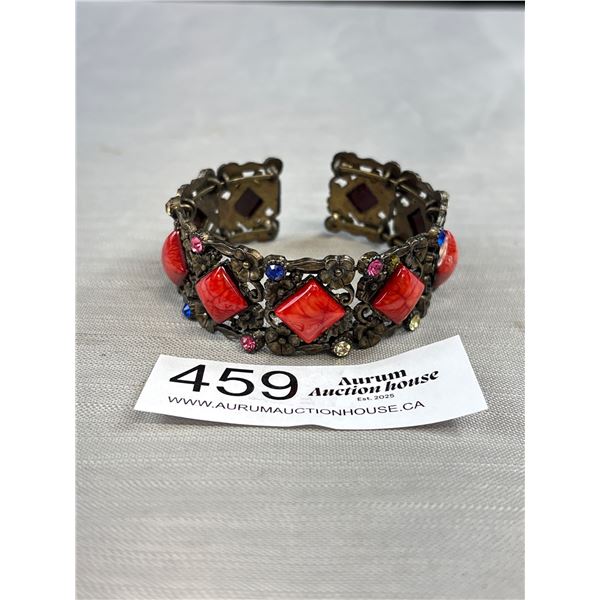 Vintage Open Cuff Bangle w/ Stones