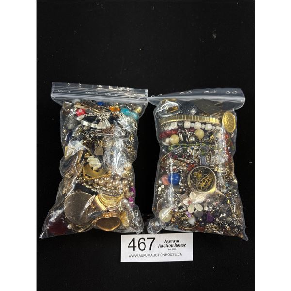 2 Small Bags of Misc Jewelry + Parts