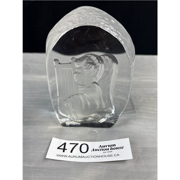 Vintage Reversed Carved Cameo Design Glass Ornament