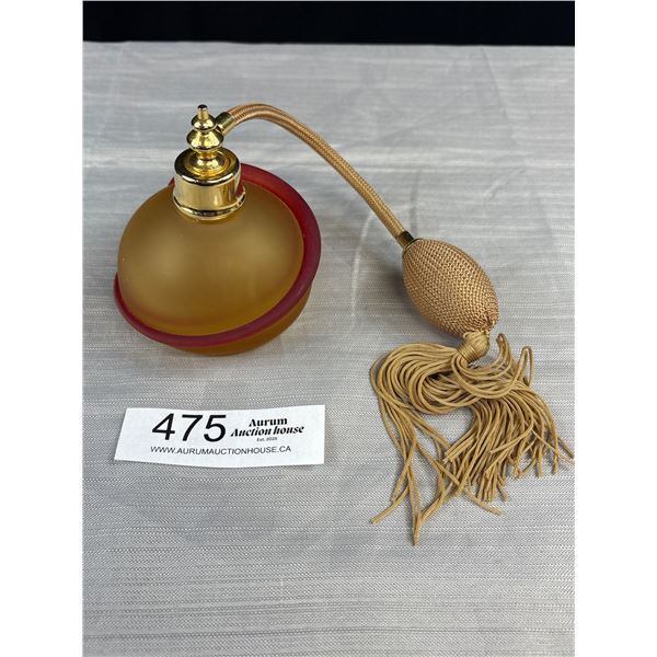 Vintage Hand Blown Glass Atomizer  Amber Colour