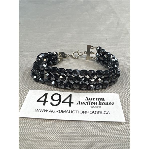 Vintage Black Crystal Beads Bracelet