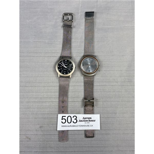 2 Quartz Watches w/ Original Bracelets Kompass Innovation + Chatelaine Batteries Required