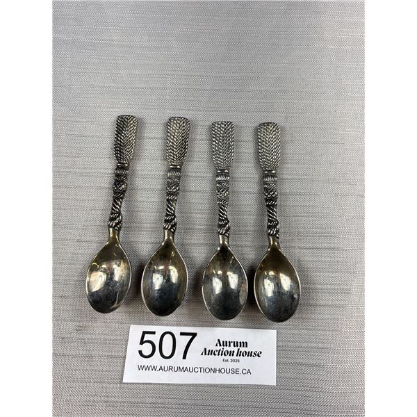 4 Vintage Silver Spoonds, Each Marked Silea