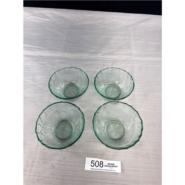 4 Vintage Depression Glass Bowls Set