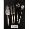Image 1 : Vintage Silver Cake Server, 2 Butter Knives + Salad Spoon + Fork Set